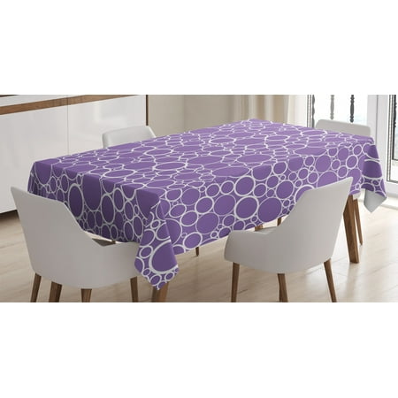

Mauve Decor Tablecloth Abstract Geometric Linked Circles in Many Sizes Fractal Diameter Rings Print Rectangular Table Cover for Dining Room Kitchen 60 X 90 Inches Violet White by Ambesonne