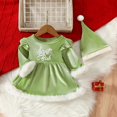 thumbnail image 2 of Mercatoo 𝐍ewborn Baby Girl Christmas Dress Santa Baby 𝐎nesie Red Velvet Romper Dress with Santa Hat 2Pcs I𝐧fant Xmas Clothes, 2 of 9