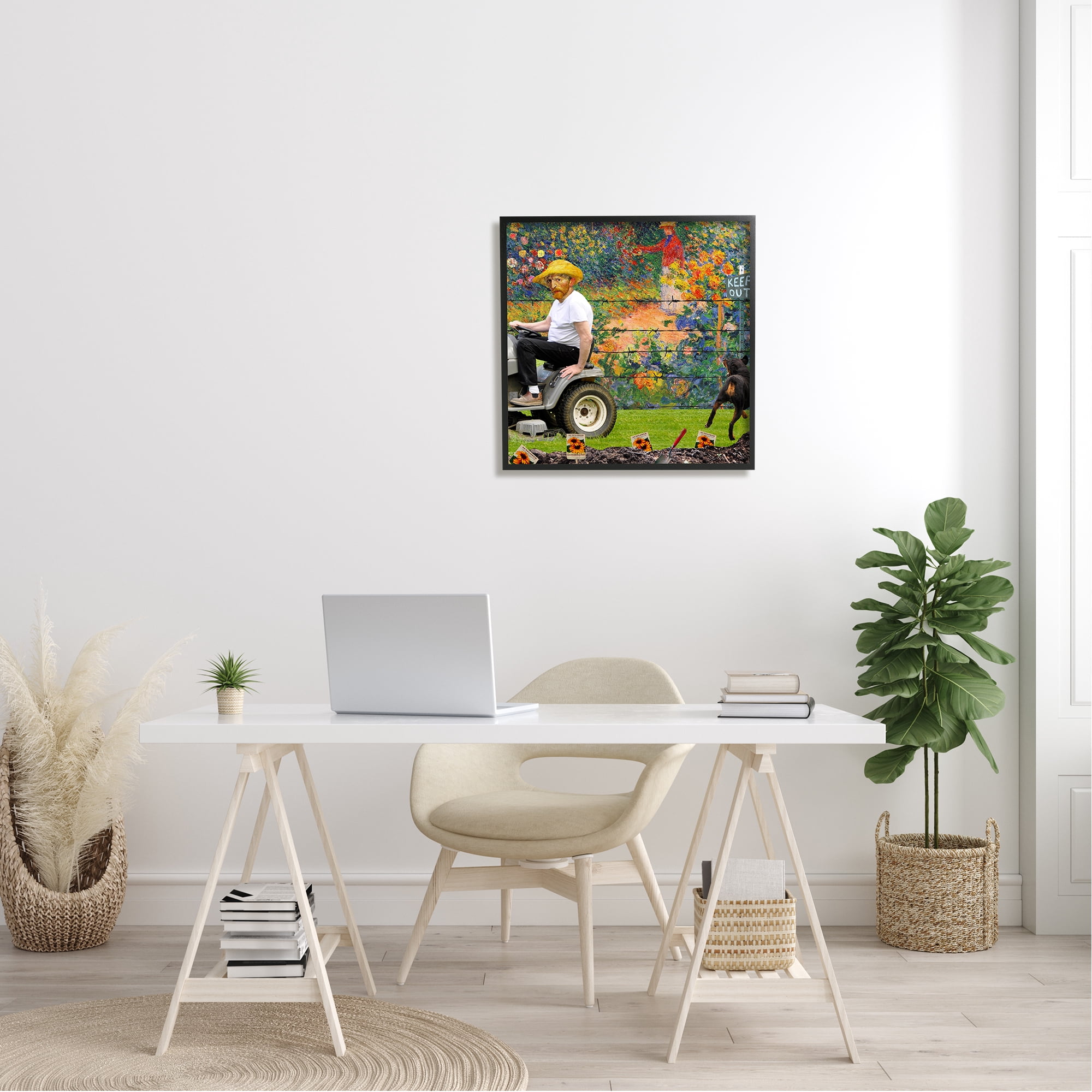 Van Gogh Gardening Flowers Farmer Dog Collage Botanical & Floral Graphic Art Framed Art Print Wall Art