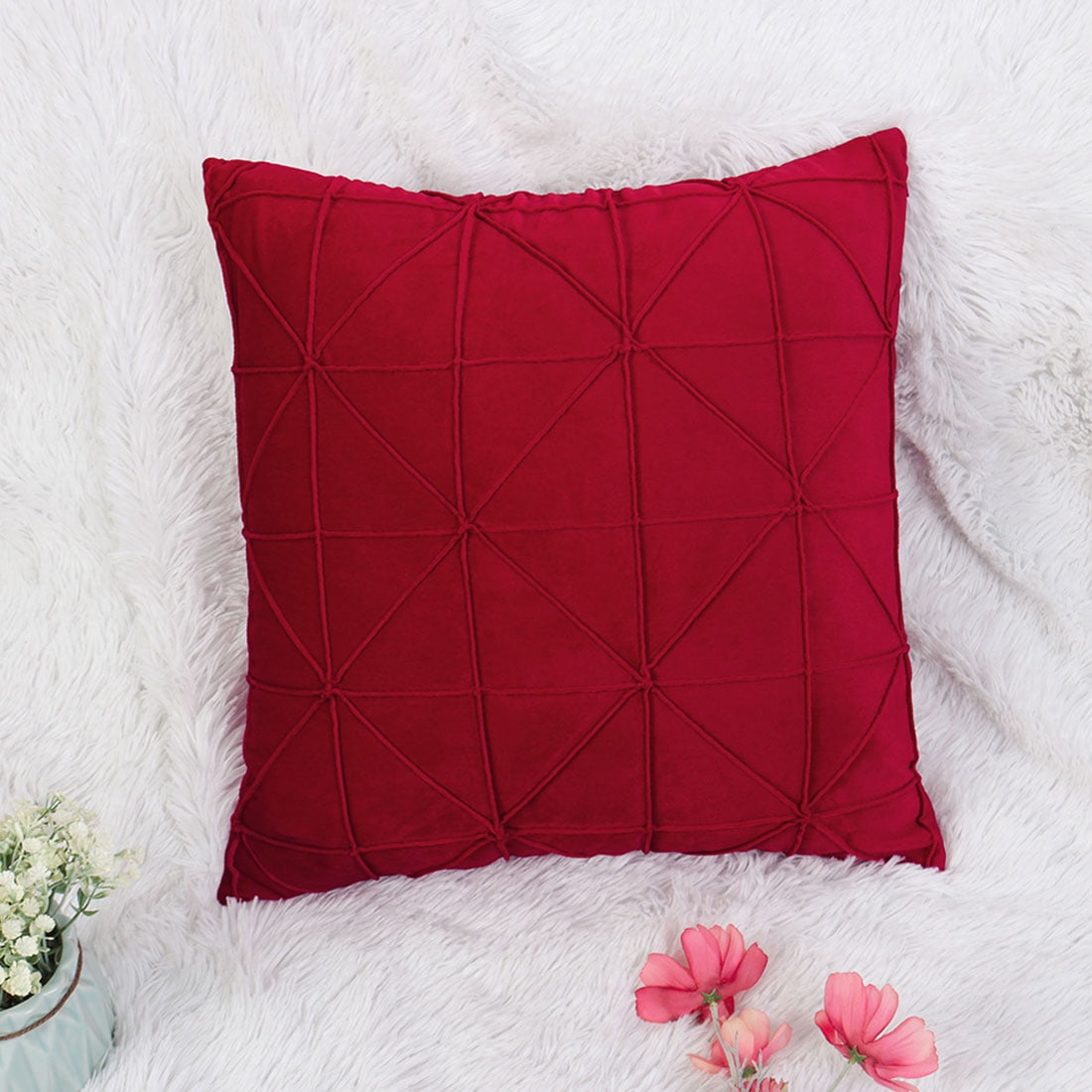 Velvet Soft Throw Pillow Cover Solid Color Square Decorative Throw