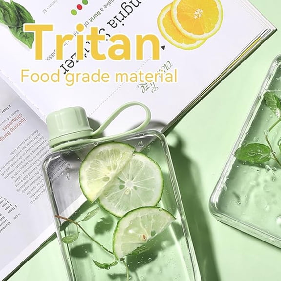 Slim Flat Water Bottle for Travel Work and Outdoor Sports with Portable Design and Leak Proof Cap for Hydration On The Go