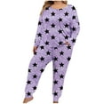 thumbnail image 2 of BRGZLK Womens Large Size Fashion Cute Heart Print Long Sleeve Long Pants Casual Loungewear Set Home Suit Set Purple XL, 2 of 5