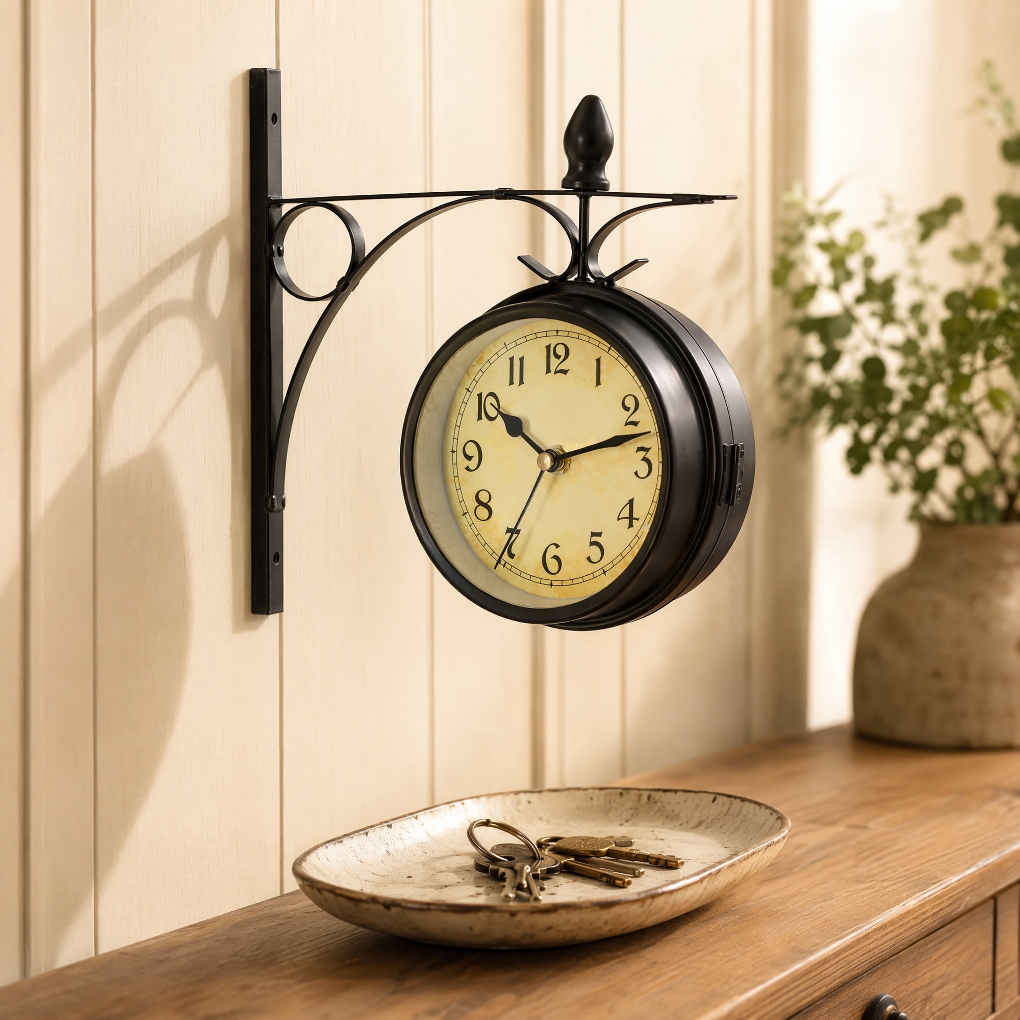 ROSENICE Antique Double-Sided Wall Clock Wrought Art European Style for Rooms