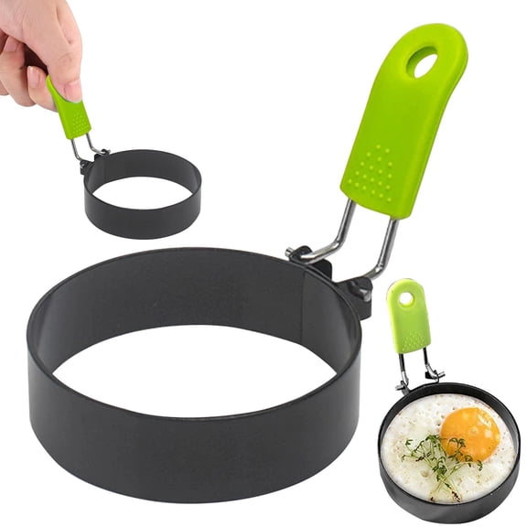 Nonstick Upgraded Egg Rings, Egg Bite Mold for Frying Eggs and Breakfast Sandwiches, Egg Rings for Frying Eggs, 1 Pack Round Egg Cooker Ring, Black