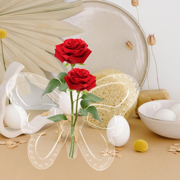 ETEREAUTY 2Pcs Clear Plastic Butterfly Style Vase Creative Flower Arrangement Container for Home
