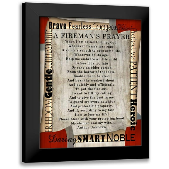 Wolk, Lisa 12x14 Black Modern Framed Museum Art Print Titled - Firefighters Prayer