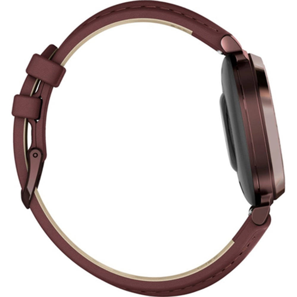 Garmin 010-02839-03 Lily 2 Classic Dark Bronze with Mulberry Leather Band Smartwatch Bundle with Deco Essentials Charging Dock, Silicone Dust Cover 3 Pack and USB Type C Charging and Sync Cable
