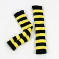 thumbnail image 4 of GDREDA Winter Striped Fingerless Convertible Mittens Touchscreen Texting Warm Knitted Handwear For Cold Weather Outdoor Activities Yellow,One Size, 4 of 4
