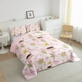 thumbnail image 3 of jejeloiu Kawaii Ballet Baer Bedding Comforter Set,Cute Bowknot Ribbon Twin Comforter Sets,Pink Tulip Flower Bedding Set For Girls Kids,Luxury Bedroom Decor Reversible,2pcs, 3 of 8