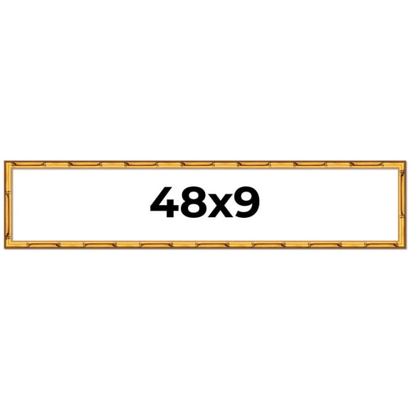 48x9 Frame Gold Bamboo Solid Wood Picture Frame | 1 Inch Moulding Width | Interior Frame Depth 0.75