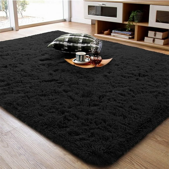 Noahas Soft Fluffy Area Rug for Living Room Bedroom Shaggy Accent Carpets for Kids Girls Rooms Black,4x6ft