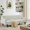 thumbnail image 2 of Fchunhe 74.4" Convertible Sofa Bed Folding Loveseat Couch, Modern Futon Recliner Sleeper with Adjustable Backrest, Beige, 2 of 8