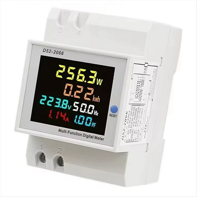 Medidor de Energía D52-2066, Monitor de Consumo Eléctrico de Riel DIN, Voltímetro de 100 A, Amperímetro de Vatios/KWh, Medidor de Potencia de Frecuencia A