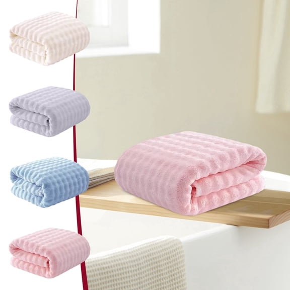 Velvet Bath Towel Coral Fleece – Soft Plush Quick Dry Highly Absorbent Large Body Towel for Bathroom, Shower, Beach and Travel