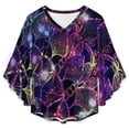 thumbnail image 4 of Bohemian Psychedelic Peacock Mandala Women's V-Neck Blouse With 3/4 Ruffled Bell Sleeves Casual Top Ladies Blouses, 4 of 7