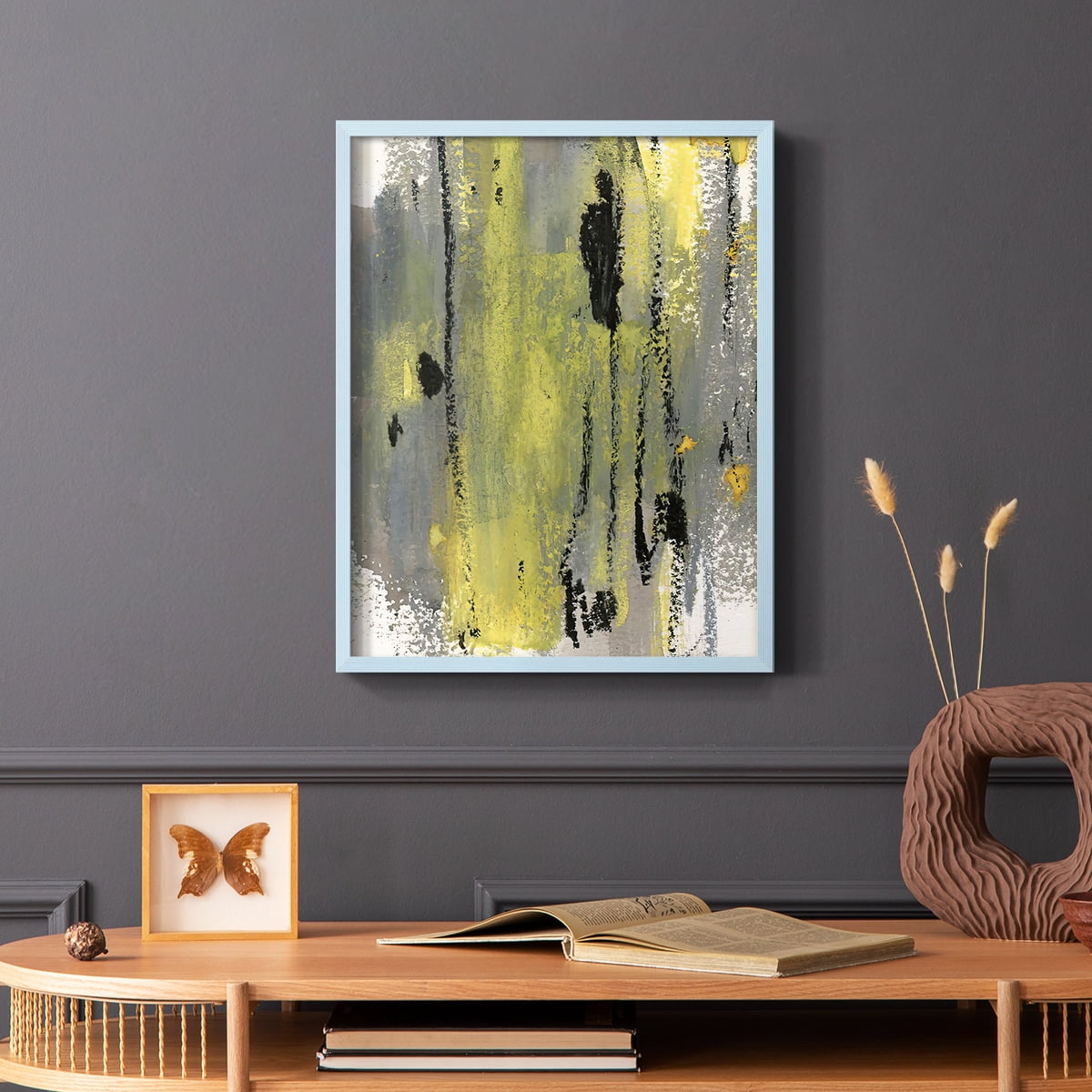Loft Pastel II Framed Print in Blue Solid Wood Framed Print No Nail Hanging