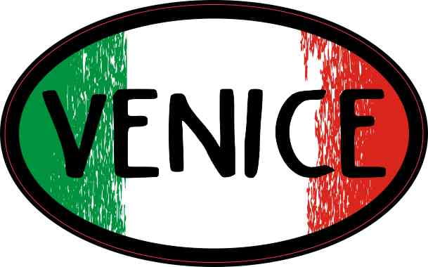 4in x 2.5in Oval Italian Flag Venice Sticker by StickerTalk®