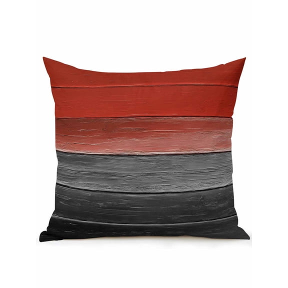 Waterproof Outdoor Throw Pillows with Inserts 16"x16", Red Gray Black Soft Decorative Pillowcases for Couch Bedroom, Vintage Country Gradient Wooden Grain Pillow Covers for Sofa Living Room