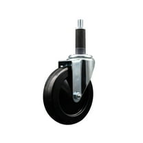 5 Inch SS Soft Rubber Wheel Swivel 1 Inch Expanding Stem Caster SCC