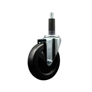 5 Inch SS Soft Rubber Wheel Swivel 1 Inch Expanding Stem Caster SCC