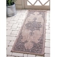thumbnail image 1 of Unique Loom Traditional Collection Classic Medallion Transitional Indoor and Outdoor Flatweave Runner Rug, 2 x 6 Feet, Beige/Black, 1 of 1