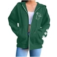 thumbnail image 6 of AKOEE Women's Oversized Zip Up Hoodie Jackets with Pockets Long Sleeve Cat Printed Baggy Y2k Sweatshirt Coat (S, Green), 6 of 7