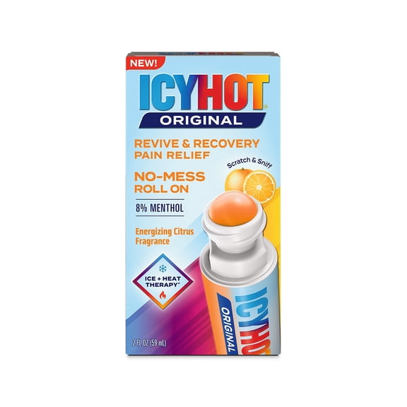 Icy Hot Revive and Recovery Pain Relief No Mess Roll-On 2.0 Fluid Ounces -Energizing Citrus