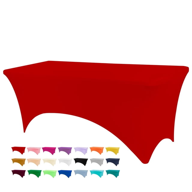 Mantel BDDC para mesas de 6 pies, rojo, lavable, resistente a las arrugas