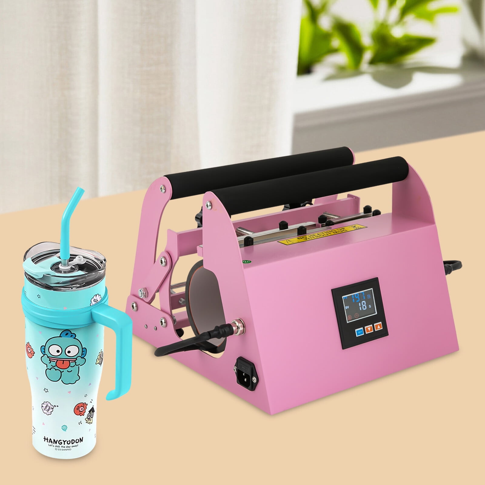 500W 110V Freestanding Car Cup Mug Press Heat Machine Tumbler Heat Press Machine Pink for 40oz Car Cups