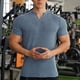 thumbnail image 5 of pstuiky camisetas de hombre, Camisa informal de manga corta con botones y cuello vuelto de color liso para hombre camisetas de hombre xl, 5 of 6