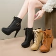 thumbnail image 2 of Women's Chunky Heel Ankle Boots | Lace-Up Winter Boots for Winter Style and Comfort, 2 of 7