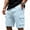 Light Blue, variant on Honeycomb Weave Knit Cargo Shorts For Men Knee Length Textured Bottoms One White Drawcord Waist Multi Layer Flap Side Storage Pockets Soft Knit Fabric Outdoor Travel Walking Short Pants