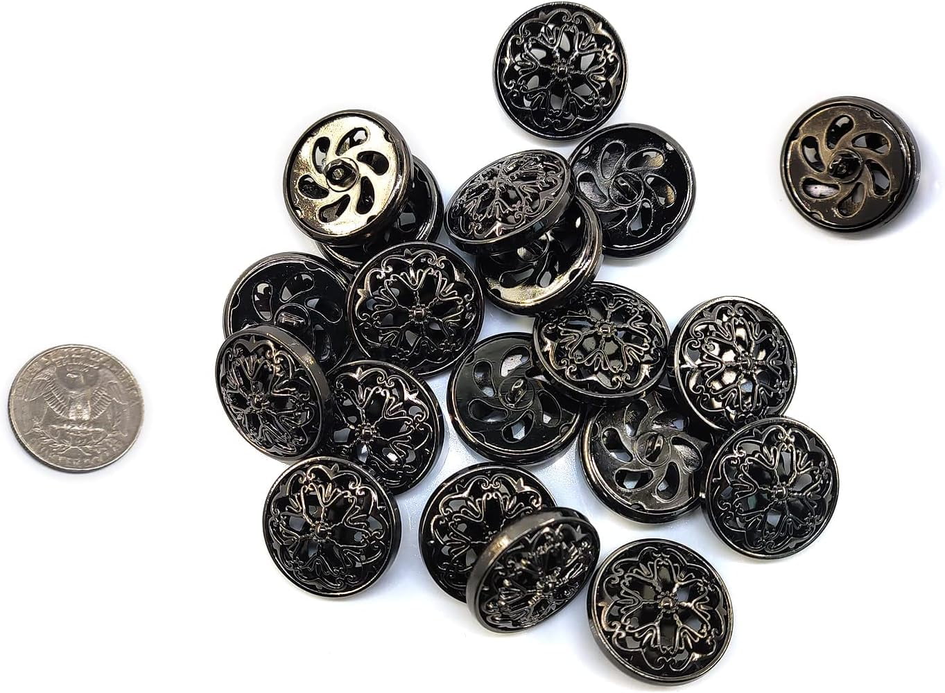 ABPETE Buttons,Vintage Metal Sew-On Buttons 20pcs - 40L (1" / 25mm) Openwork Carved Design for Double-Breasted Coats & Peacoats,Retro Hollow-Circle Buttons