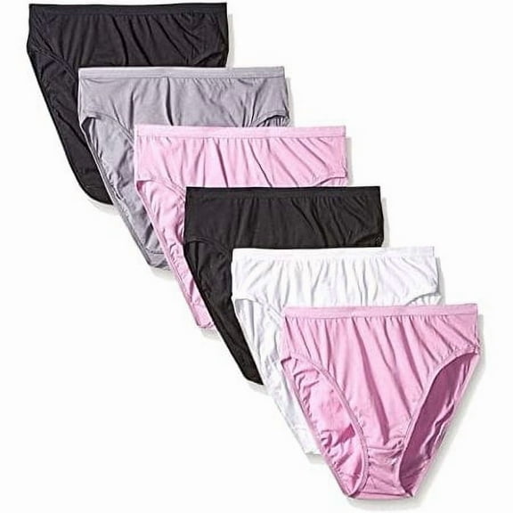 Fruit of the Loom Women's 6 Pack Cotton Hi-Cut Panties (9, Assorted)