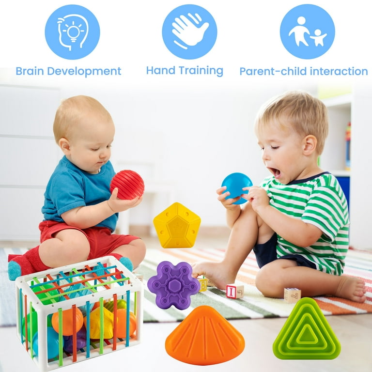 Baby Sensory Bin Shape Sorter Toys Sensory Toys for Autistic Children Developmental Stem Toys Baby Toys 9 10 12-18 Months Birthday Gift for 1 Year Old