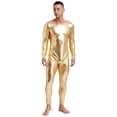 thumbnail image 4 of Lencería para hombre, mono de cuerpo entero de una pieza, leotardo metálico brillante, Ropa de baile, mono ajustado de manga larga, trajes de baile en barra, 4 of 5