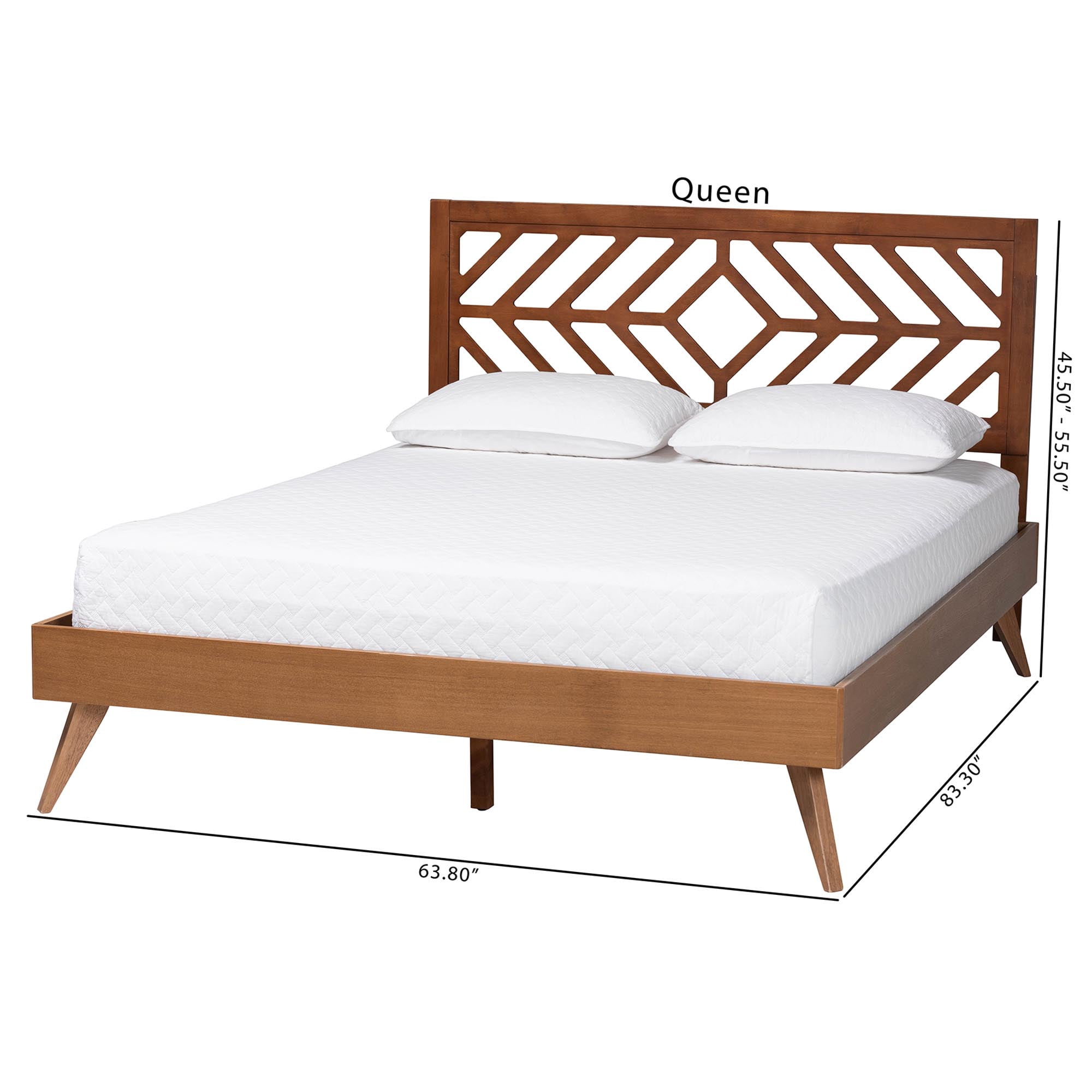 Baxton Studio Chinedu Modern Platform Bed, Queen, Ash Walnut