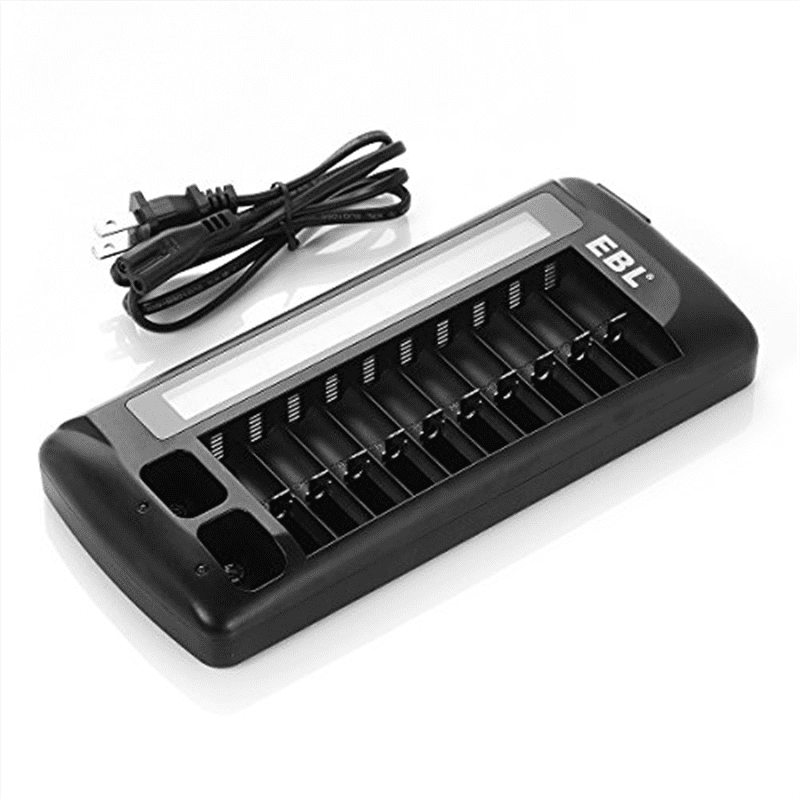 EBL 12 Bay LCD AA AAA 9V Battery Charger for Rechargeable Batteries