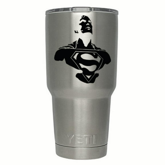 Superman | Man Of Steel |Single Yeti Decal | 3-Inch Black Vinyl Decal