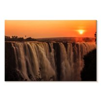 Elephant Stock Majestic Victoria Waterfalls Wall Art - Horizontal Canvas Wall Art - Living Room Wall Decor - Nature Canvas - Brown And Orange Decor - 12" x 8"