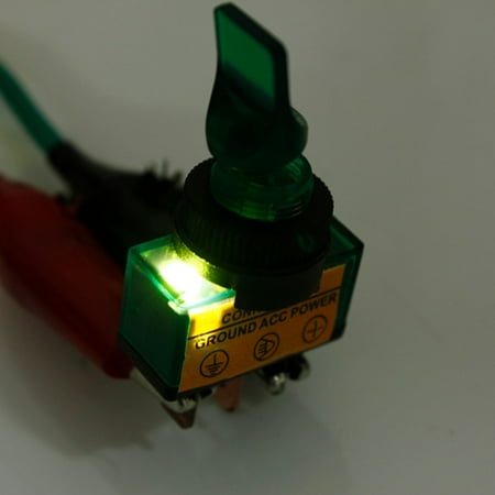 Green Flick Toggle Switch LED Light Car/Boat/Motorcycle 12V DC SPST Transparent