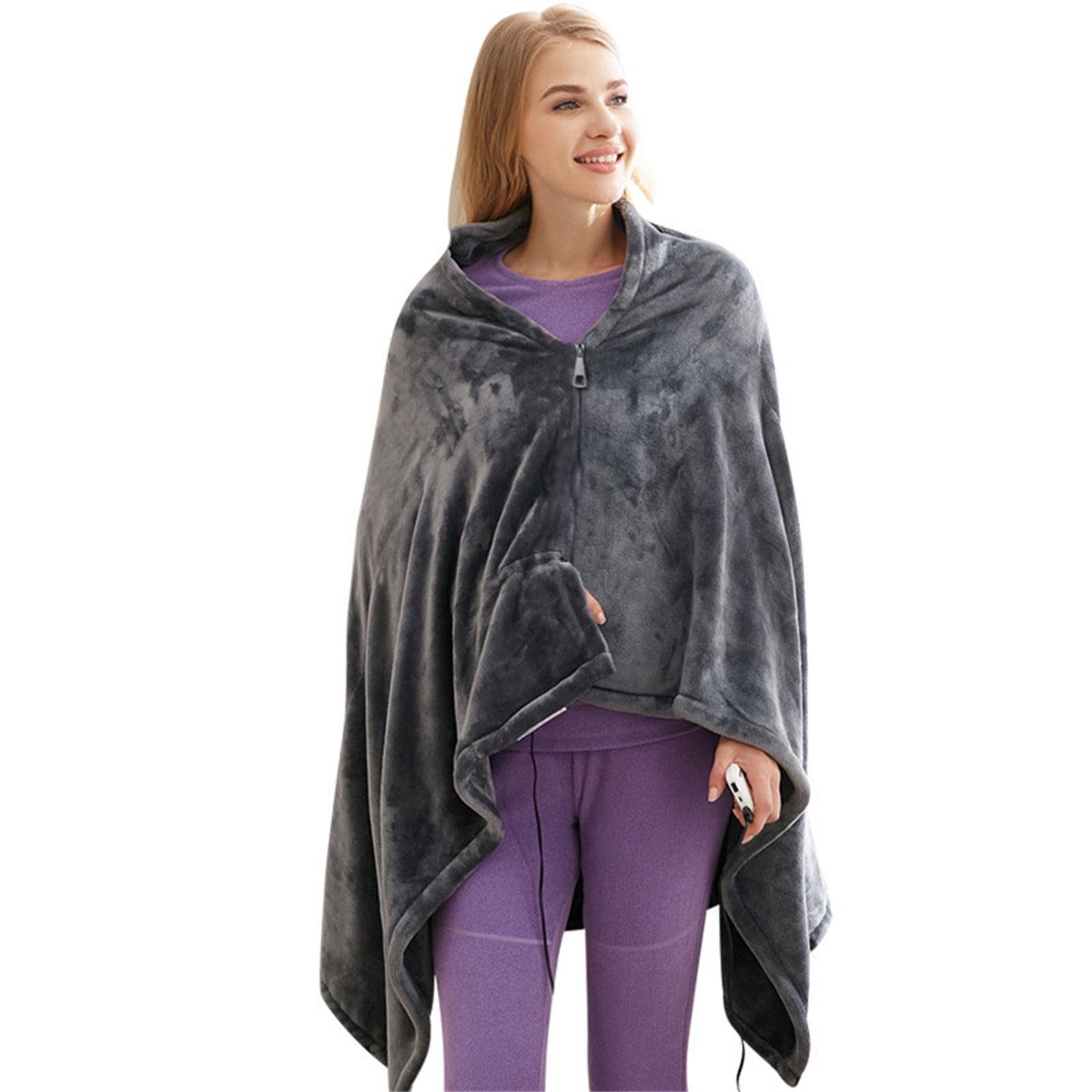Cordless Heated Blanket, USB Battery Powered Wearable Throw with 3 Heat Settings, Portable Electric Heating Shawl for Outdoor Camping, Travel, Stadium Events