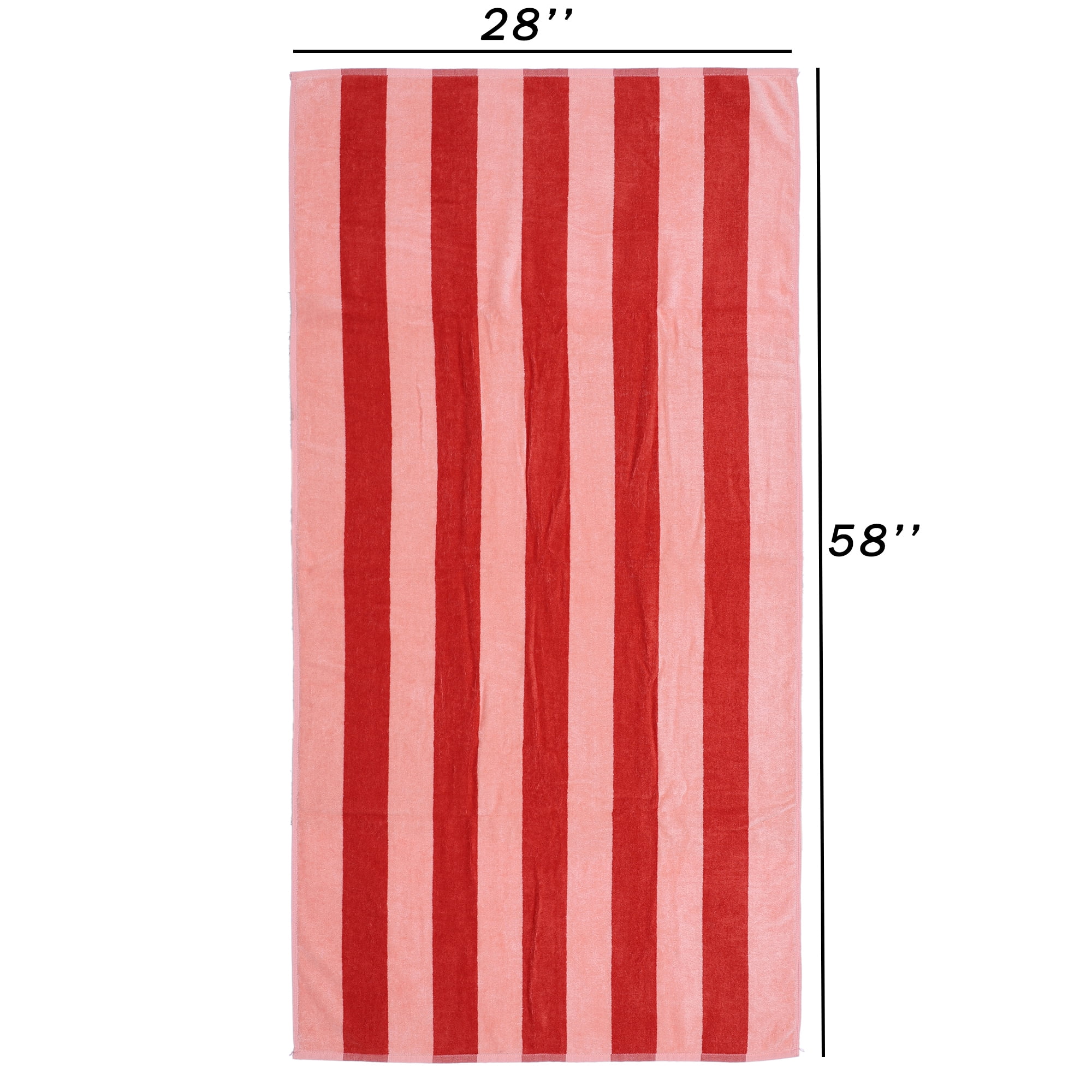 Mainstays Cabana Stripe Cotton Blend Beach Towel, 58" x 28", Pink & Red