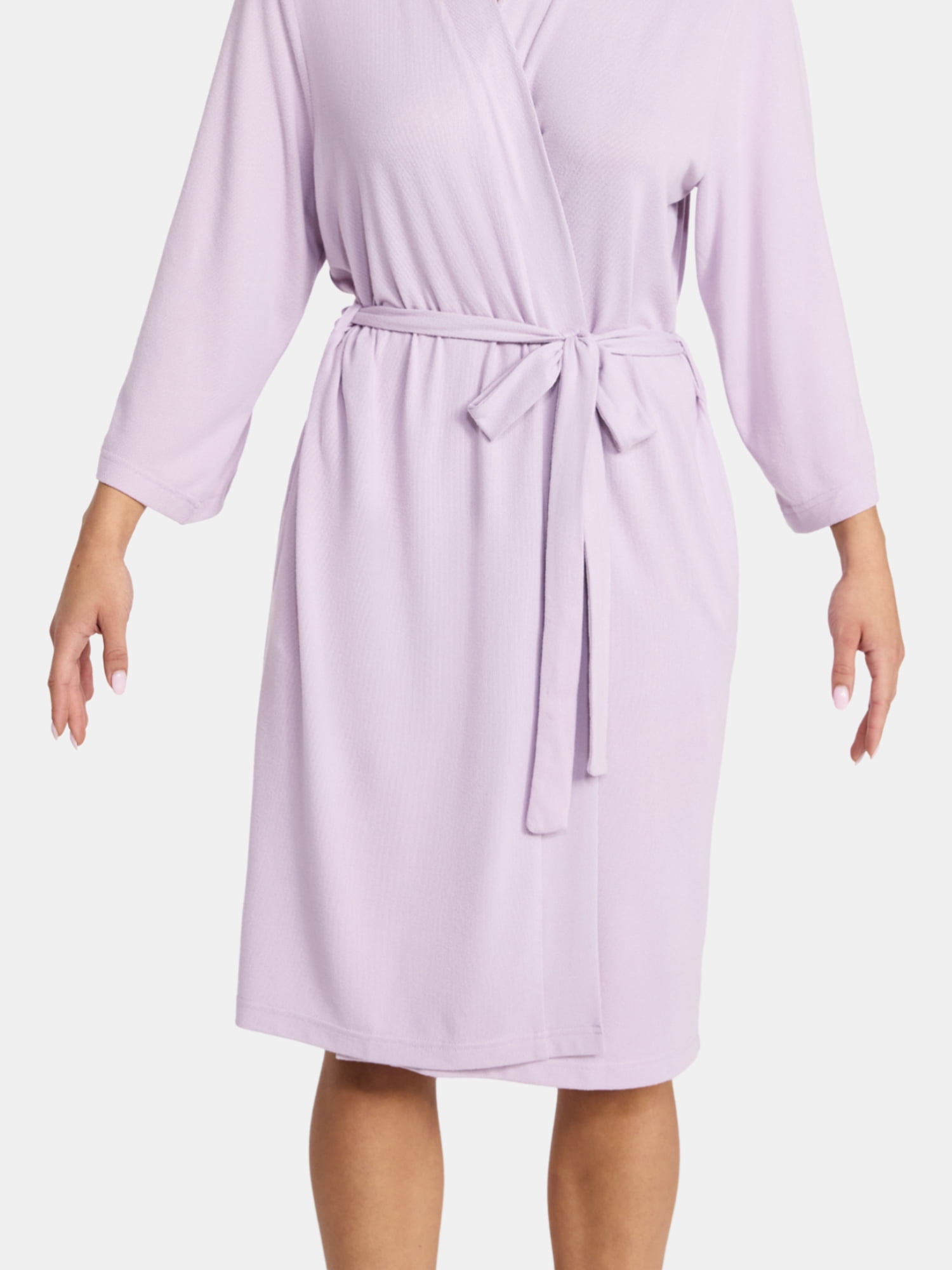 Lissome Women's Ultra Soft Stretchy Knit Belted Wrap Robe, Sizes S-3X