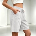 thumbnail image 6 of Women's Cotton Loose Fit Casual Shorts with Pockets Elastic Waist Drawstring Comfy Soft Stretchy Summer Lounge Athletic Gym Outdoor Everyday Womens | VerBelle,White S, 6 of 7