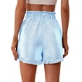 thumbnail image 2 of Stephy Striped High Waisted Casual Shorts for Women's Summer New Hot Pants Versatile Wide Leg Pants, Blue, XXL, 2 of 7