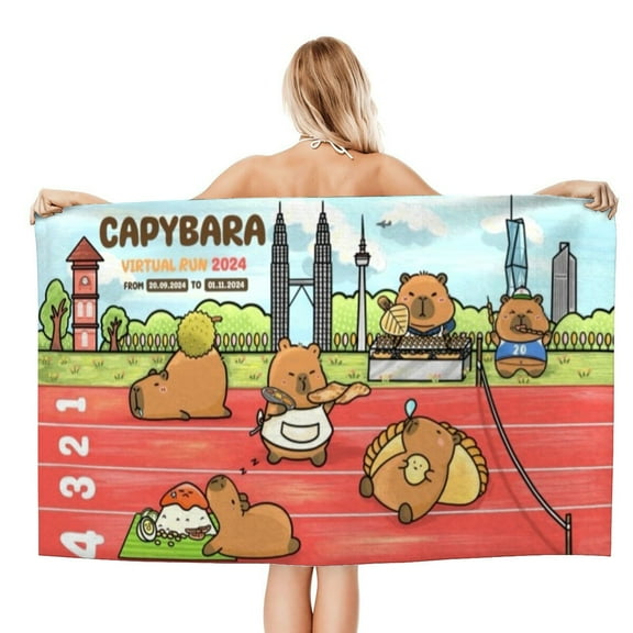 Capybara Gifts Beach Towel for Women Girl Birthday Inspired Fan Bath Outdoor Music Lover