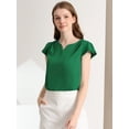 thumbnail image 2 of Camiseta Manga Tulipán Cuello En V Básico Para Mujer Verde oscuro M, 2 of 6