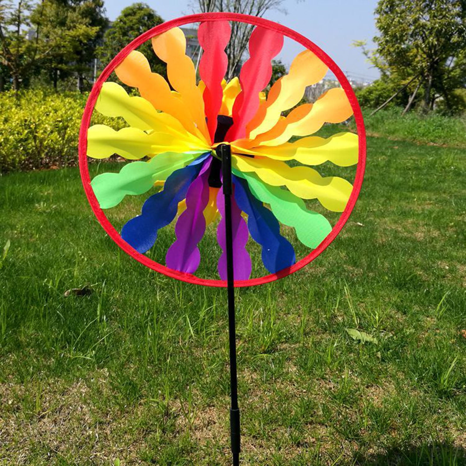 SPRING PARK Pinwheel Toy Floral Shape Single Layer Round Kids Sunflower