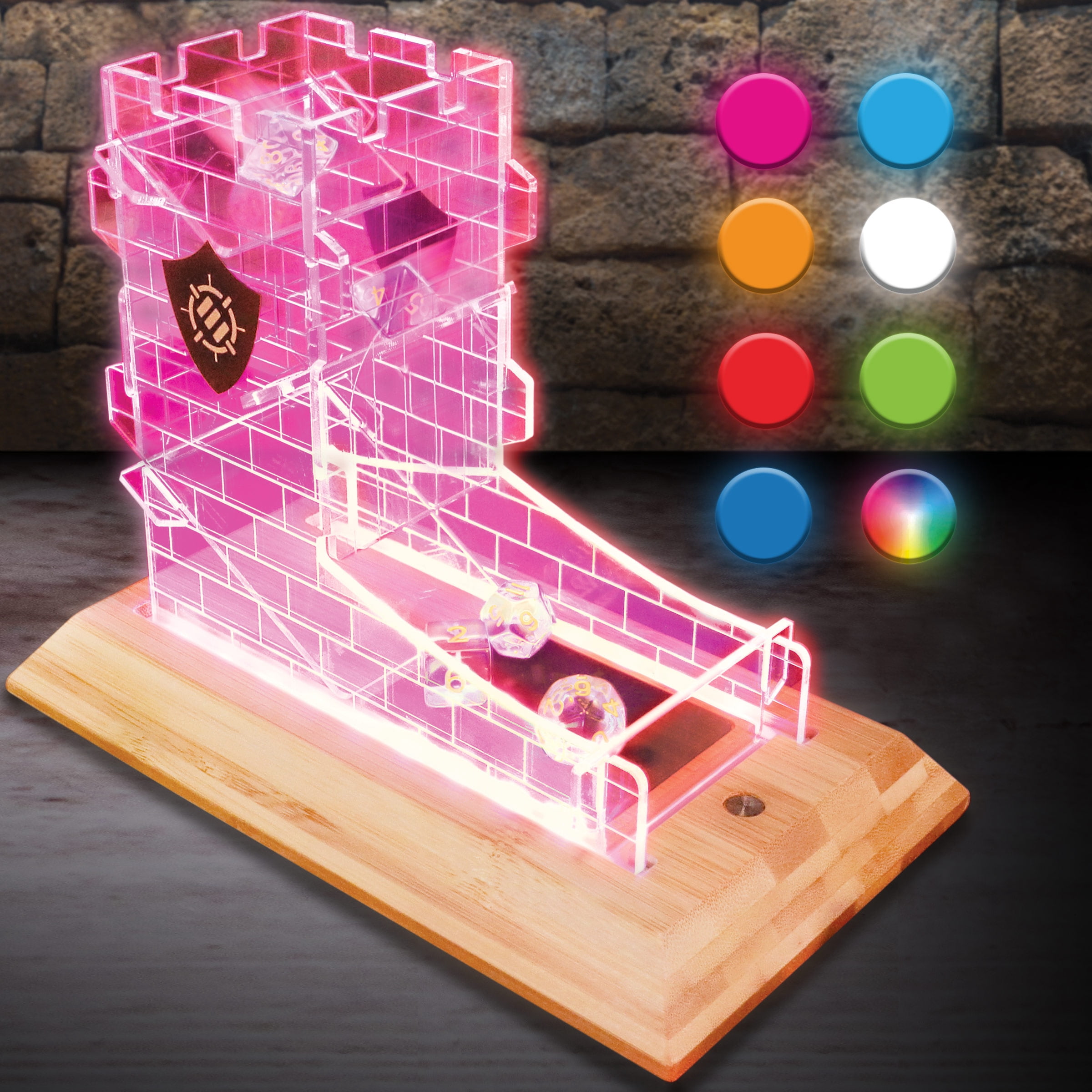 Tabletop LED Dice Tower with 7pc Dice Set